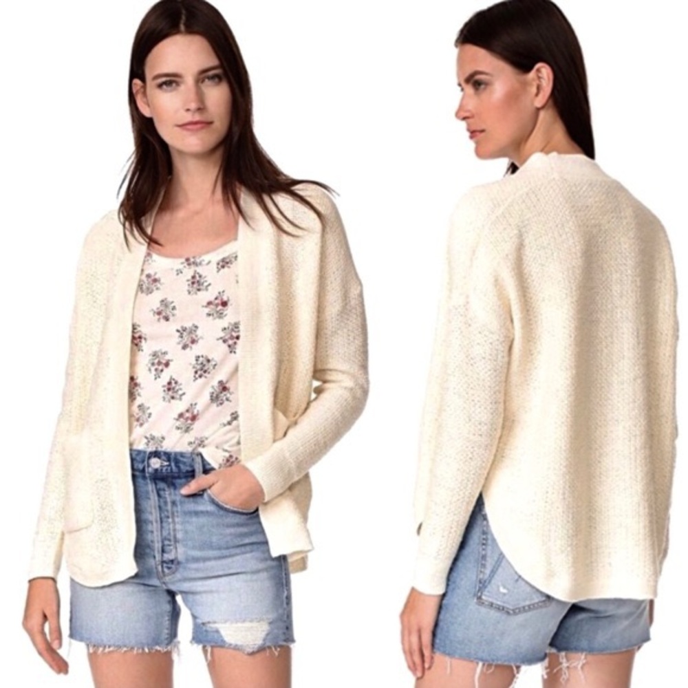 Madewell Cream Skipper Cardigan Cotton Linen XXS